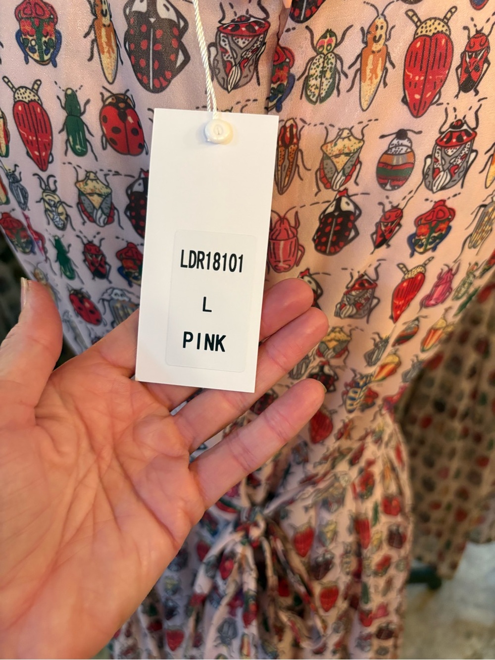 Sleeveless Pink Beetle-Print Fit & Flare Mini Dress - Picture 3 of 4